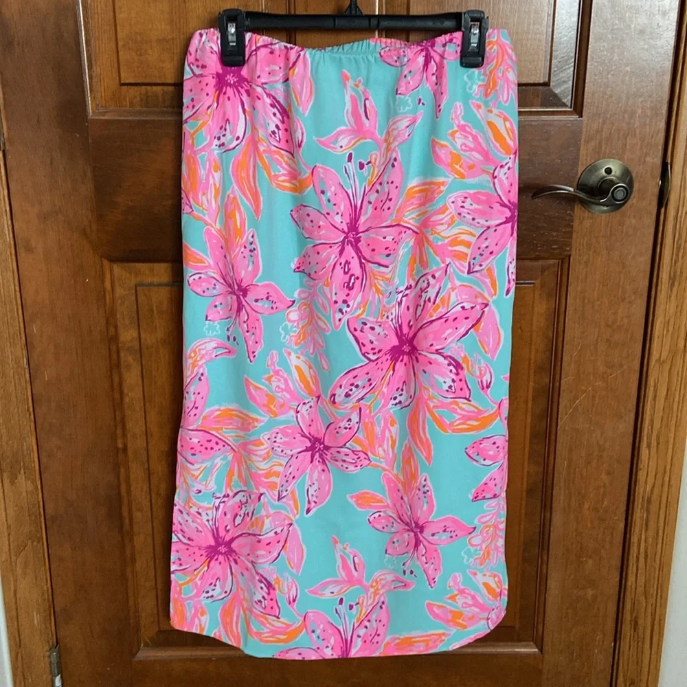 Floral Off-Shoulder Two-Piece Outfit Set Dress in Turquoise and Pink - Picture 5 of 14